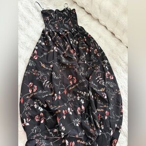 Source Unknown Black Strapless Floral Dress